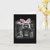 Happy Easter Raccoon Bunny Weed Kaart (Gele Bloem)