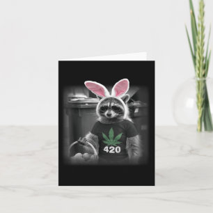 Happy Easter Raccoon Bunny Weed Kaart