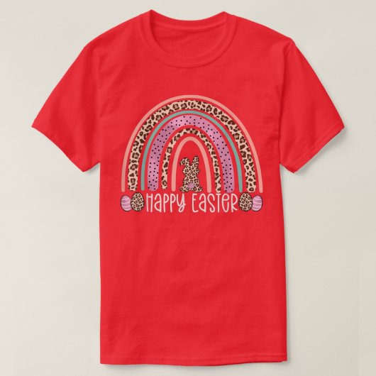 Happy Easter Rainbow Leopard Bunny Egg Hunting Wom T-shirt (Design voorkant)