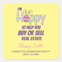 Happy Easter Real Estate Client Cadeau Vierkante Sticker
