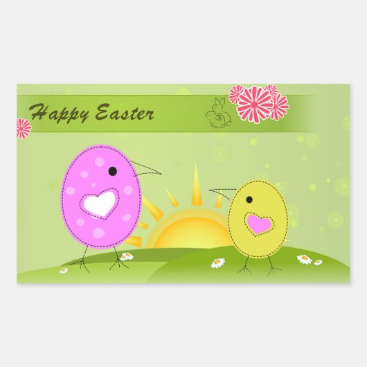 Happy Easter Rechthoekige Sticker (Voorkant)