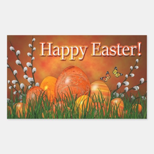 Happy Easter Rechthoekige Sticker (Voorkant)