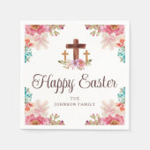 Happy Easter Religious Cross Floral Waterverf Servet (Voorkant)
