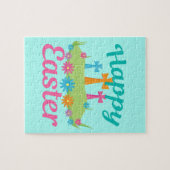 Happy Easter Religious Floral Crosses Christelijk Legpuzzel (Horizontaal)