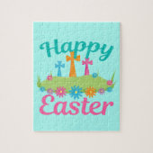 Happy Easter Religious Floral Crosses Christelijk Legpuzzel (Verticaal)