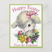 Happy Easter  Retro Baby Lamb Custom Feestdagenkaart (Voorkant)