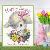 Happy Easter  Retro Baby Lamb Custom Feestdagenkaart