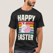 Happy Easter Retro  Style Cute Bunny Rabbit T-shirt (Voorkant)