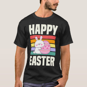 Happy Easter Retro  Style Cute Bunny Rabbit T-shirt