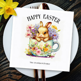 Happy Easter Retro Waterverf Bunny Servet