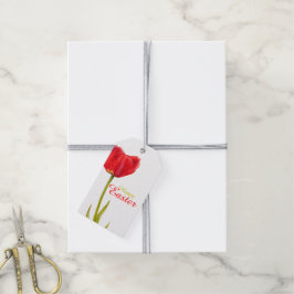 Happy Easter rode tulp waterverf cadeau label Cadeaulabel