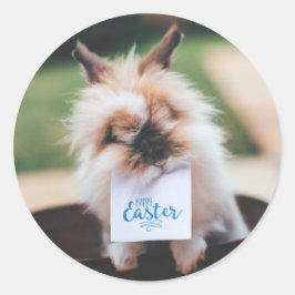 HAPPY EASTER ROND STICKER  BUNNY