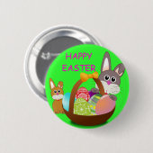 HAPPY EASTER RONDE BUTTON 5,7 CM (Voorkant /achterkant)