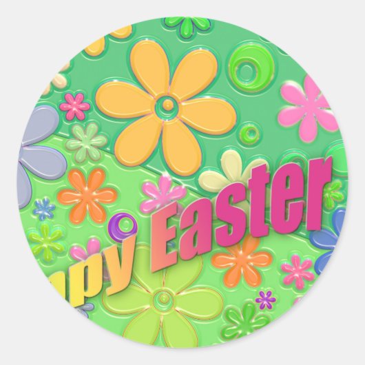 happy easter ronde sticker (Voorkant)