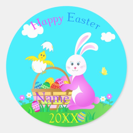 Happy Easter Ronde Sticker (Voorkant)