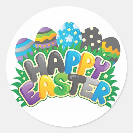 Happy Easter Ronde Sticker (Voorkant)