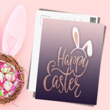 Happy Easter Roos Gold Glitter Holiday Kaart