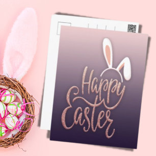 Happy Easter Roos Gold Glitter Holiday Kaart