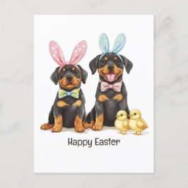 Happy Easter Rottweiler Dogs Bunny Ears Briefkaart