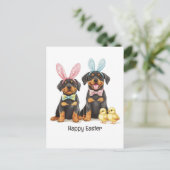 Happy Easter Rottweiler Dogs Bunny Ears Briefkaart (Staand voorkant)