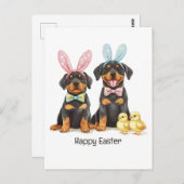 Happy Easter Rottweiler Dogs Bunny Ears Briefkaart (Voorkant / Achterkant)