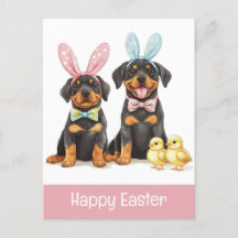 Happy Easter Rottweiler Dogs Bunny Ears