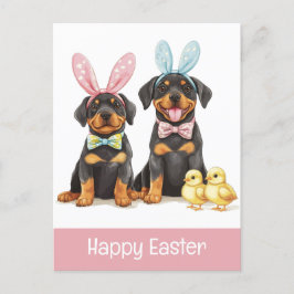 Happy Easter Rottweiler Dogs Bunny Ears Briefkaart