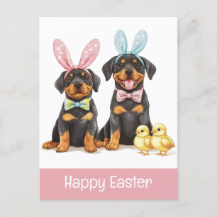 Happy Easter Rottweiler Dogs Bunny Ears Briefkaart