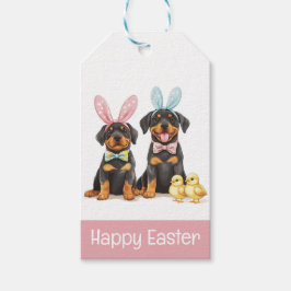 Happy Easter Rottweiler Dogs Bunny Ears Cadeaulabel