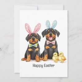 Happy Easter Rottweiler Dogs Bunny Ears Feestdagenkaart