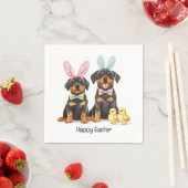 Happy Easter Rottweiler Dogs Bunny Ears Servet (Insitu)
