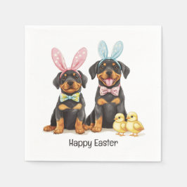 Happy Easter Rottweiler Dogs Bunny Ears Servet
