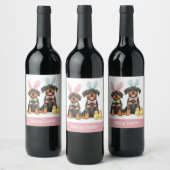 Happy Easter Rottweiler Dogs Bunny Ears Wijn Etiket (Flessen)