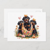 Happy Easter Rottweiler Dogs Feestdagenkaart (Voorkant / Achterkant)