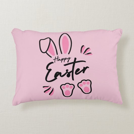 Happy Easter (roze) Accent Kussen (Voorkant)