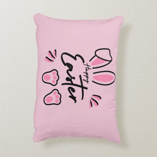 Happy Easter (roze) Accent Kussen (Achterkant (Verticaal))