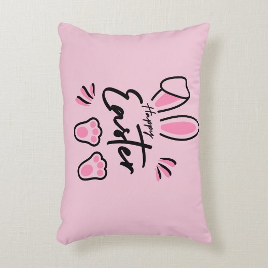 Happy Easter (roze) Accent Kussen (Voorkant(Verticaal))