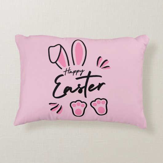 Happy Easter (roze) Accent Kussen (Achterkant)