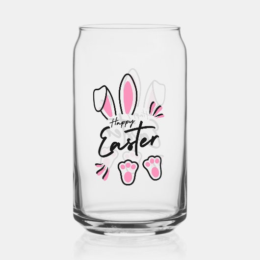 Happy Easter (roze) Blikvorm Glas (Achterkant)