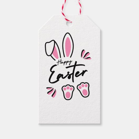 Happy Easter (roze) Cadeaulabel (Voorkant)
