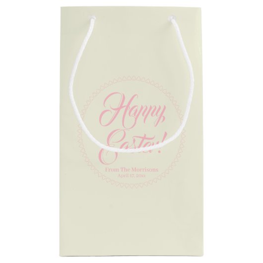 Happy Easter roze crème aangepast script elegant s Klein Cadeauzakje (Achterkant)