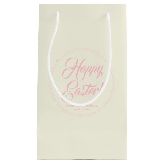 Happy Easter roze crème aangepast script elegant s Klein Cadeauzakje (Voorkant)
