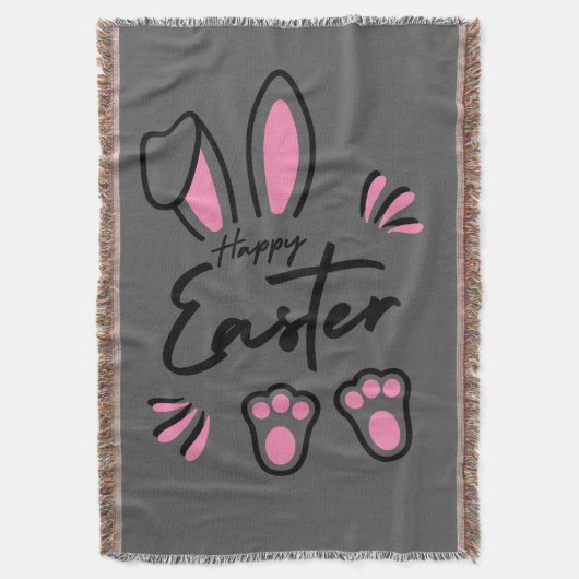 Happy Easter (roze) Deken (Voorkant Verticaal)