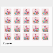 Happy Easter roze flamingo Vakantie Vierkante Sticker (Vel)