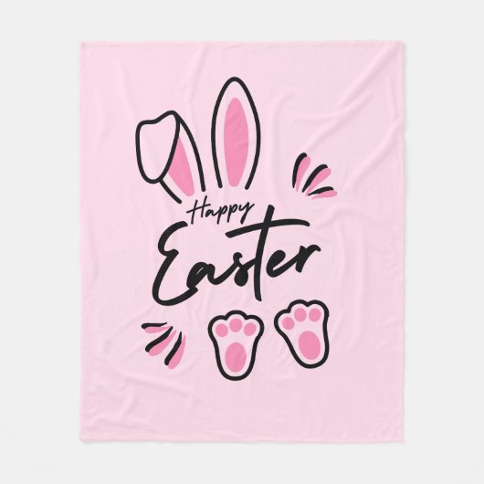 Happy Easter (roze) Fleece Deken (Voorkant)