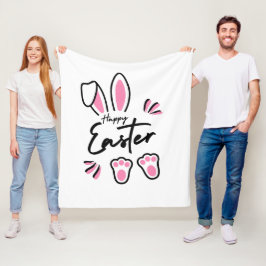 Happy Easter (roze) Fleece Deken