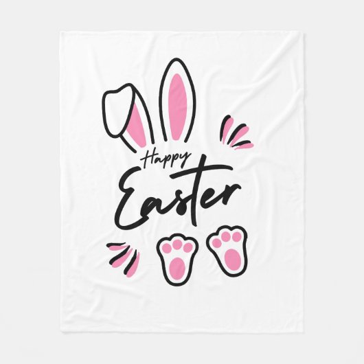 Happy Easter (roze) Fleece Deken (Voorkant)