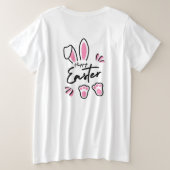 Happy Easter (roze) Grote Maat T-shirt (Design achterkant)