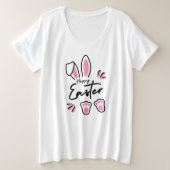 Happy Easter (roze) Grote Maat T-shirt (Design voorkant)