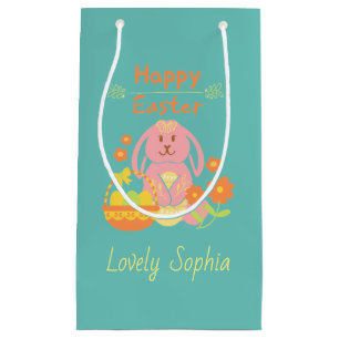Happy Easter Roze Konijn Kleine Gift Bag Klein Cadeauzakje